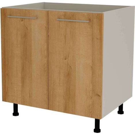 Mueble de cocina bajo para fregadero en gris cream y roble vega. 85 cm(alto)80 cm(ancho)60 cm(largo)