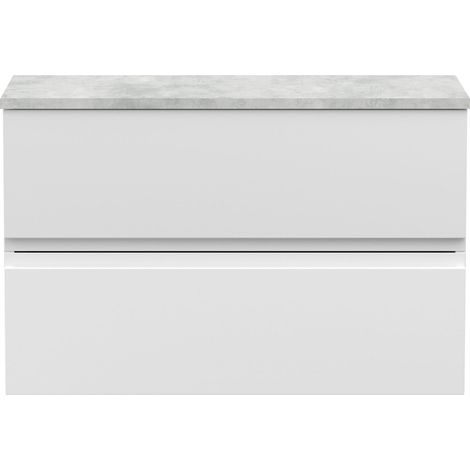 Mavesyn Contemporary 2 Drawer Wall Hung Vanity Unit with Laminate Worktop, Satin White, 800mm