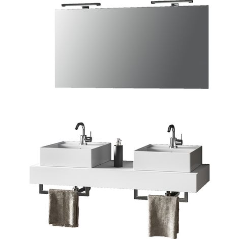 Ensemble de salle de bain double vasque 8 pièces ASTRA blanc (1/5)