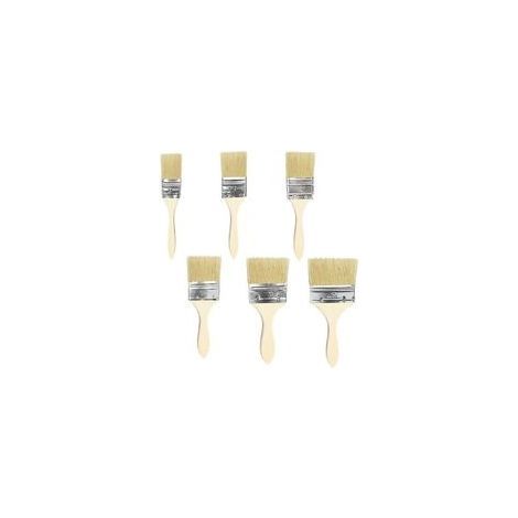 Pinceau de Peinture 6 Pièces Pinceaux Peinture Pinceau Vernis Bois avec Manche en Bois Pinceaux à Poils Plats pour la Peinture sur Ecailles Teintures Vernis Colles(1"、1.5"、2"、2.5"、3"、4") (1/4)