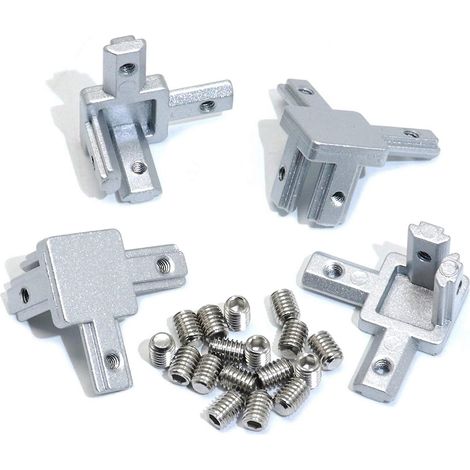 Connecteur d'angle à 3 voies série 2020 (4 pièces) pour rainure en T 6 mm standard européenne, aluminium 20 x 20 mm (1/5)
