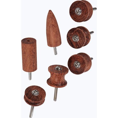 Set mit 7 Lederpolierern aus Rosenholz mit spitzen Enden zum Glätten