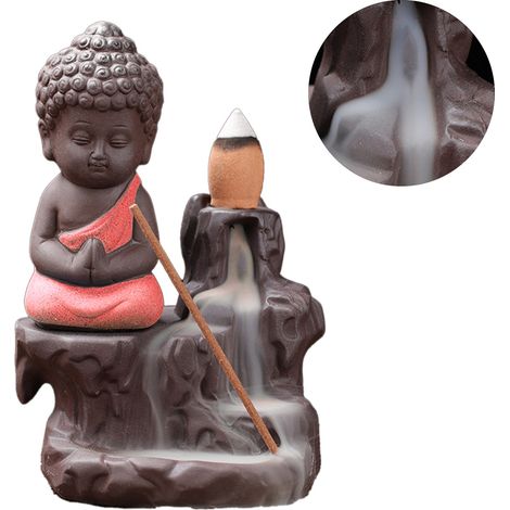 Brûleur d'encens à reflux Monk, porte-encens cascade de sable violet relaxant et confortable avec 30 bâtonnets d'encens pour le yoga et le bureau, rose (1/5)