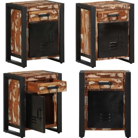 vidaXL Table de chevet multicolore 40x30x50 cm bois de récupération (1/5)