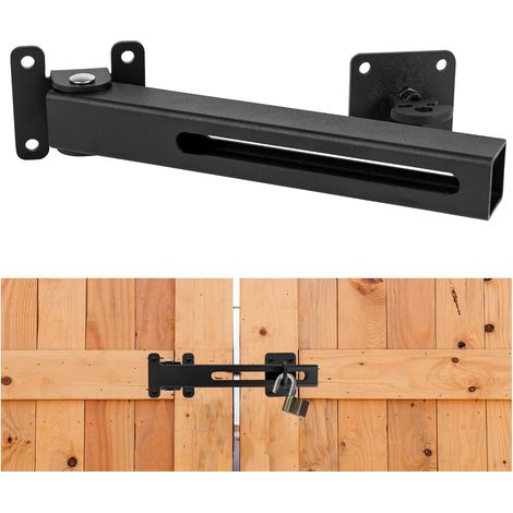 Loquet de porte à rabat avec trou de cadenas, verrou de porte de sécurité, verrou de porte de grange réglable pour porte battante, clôture en bois extérieure, abri de jardin, garage, cour (1/5)