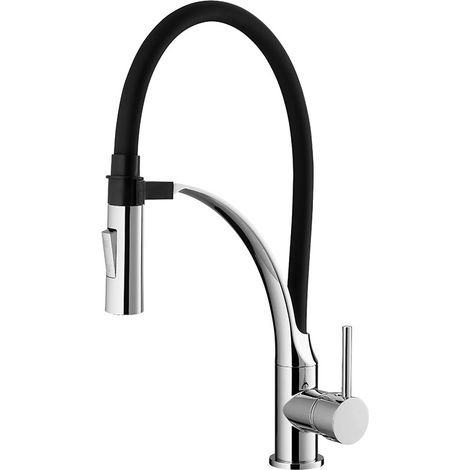 Miscelatore lavabo nero con doccetta ad aggancio magnetico - serie Seattle (1/4)