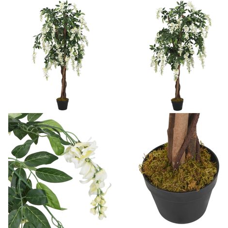 Glicine Artificiale 1470 Foglie 200 cm Verde e Bianco - Pianta artificiale - Glicine verde e bianca