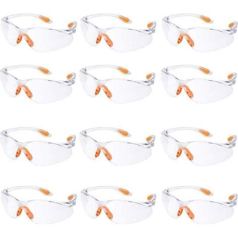 Lot de 12 Lunette de Sécurité Lunettes de Protection Travail avec Lentilles Transparentes Anti-Buée Lunette Protection pour Jardin Laboratoire Chimie (1/5)