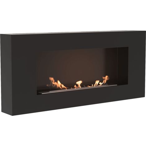 Viva – Cheminée bio-éthanol murale GOLF FLAT – Acier noir – Largeur 64,8 cm – Hauteur 37,4 cm – Certifiée TÜV (1/5)