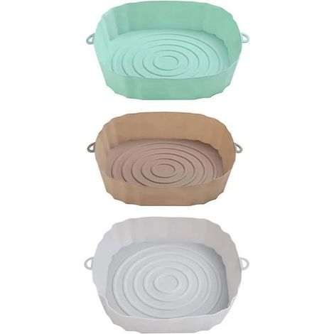 Pot En Silicone Pour Air Fryer - 20 Cm - Réutilisable - Compatible Avec Friteuses À Air Standard - Lot De 3 (1/5)