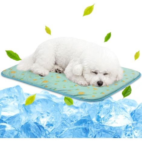 Tappetino rinfrescante per animali domestici - Q-Max  0,345 - Tappetino rinfrescante con lato ghiaccio - Per cani e gatti - Portatile - Lavabile - Design con frutta verde - 27'' x 20'' x 0,3'' (1/5)