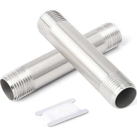 2 pièces 150mm, 3/8" x 3/8", Mamelon mâle BSP, Tuyau en Acier Inoxydable 304 Raccords de tuyauterie (1/4)