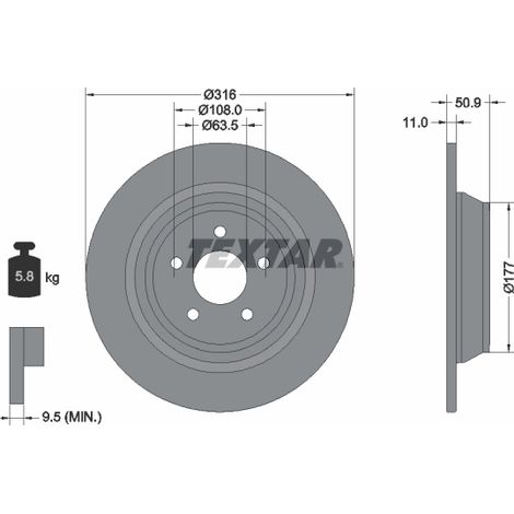 Lot de 2 Disques de frein Textar 92292503 FORD 2007750 2008440 2019282 5202205