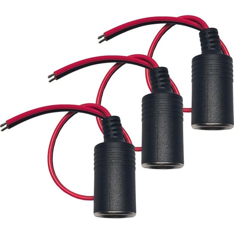Lot de 3 Câble de Rechange pour Prise Allume-Cigare Femelles 18 AWG, 12V Câbles de Extension pour Allume-Cigare Femelles pour Chargeur de Voiture GPS Caméra Embarquée (1/5)