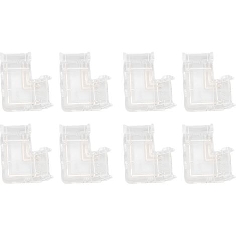 Lot de 8 connecteurs pour rubans LED COB transparents professionnels à 3 broches en forme de L. (1/5)