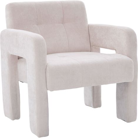 CAIziFauteuil individuel moderne minimaliste pour salon, chambre et bureau, chaise rembourrée confortable, style nordique, assise décontractée (chenille beige)