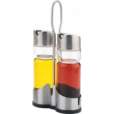Distributeur Huile Et Vinaigre - Lot De 2 - Acier Inoxydable Et Verre - Bec Verseur Précis - Cuisine Et Table - 175 Ml (1/5)