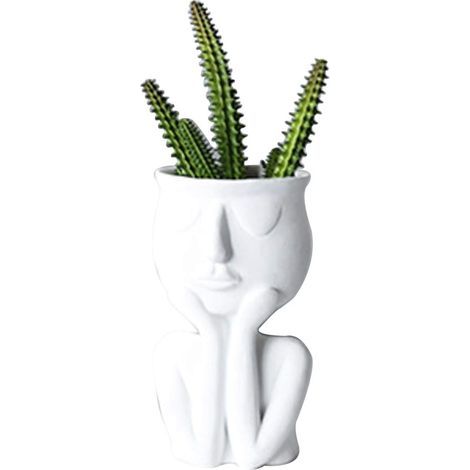 AIDUCHO Creative Vase À Personnage Nordique Pour Plantes Succulentes Pot De Fleurs Abstrait Pour Intérieur Et Bureau Blanc (1/5)