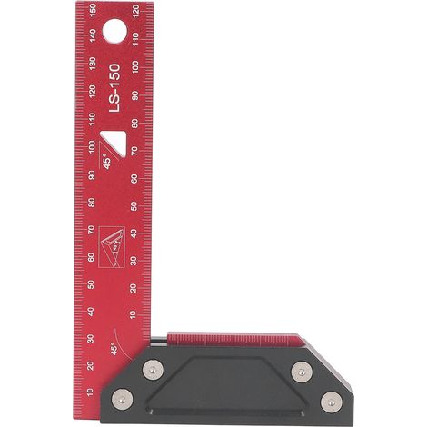 Équerre de menuiserie double 45° 150 mm, règle de mesure en bois pour charpentiers, traçage et marquage de précision (1/5)