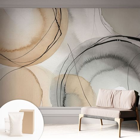 Papier peint intissé décoratif pour salon chambre et cuisine Facile à poser avec colle Harmonie géométrique 312x219 cm (1/5)