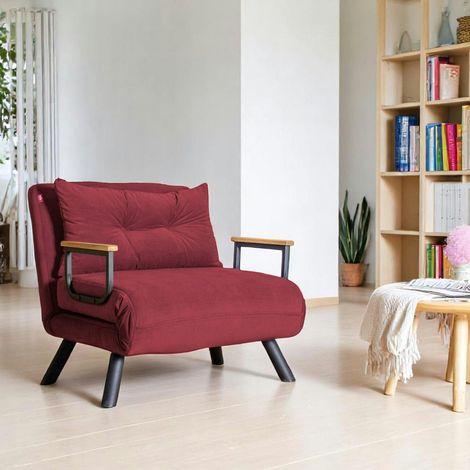 Fauteuil convertible bordeaux - coussin assorti MODI (1/5)