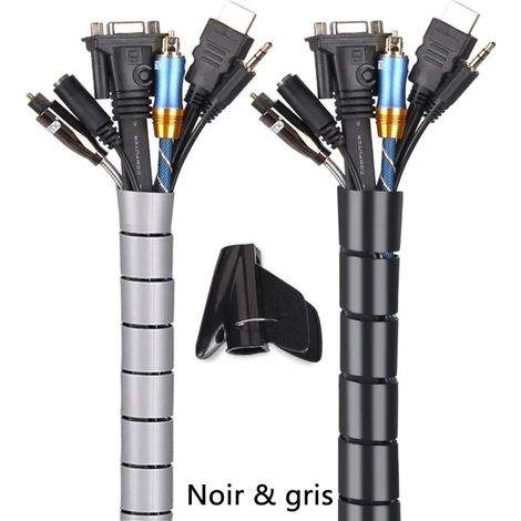 Rnemitery – Organisateur de câbles 2 x 3 m – Gaine en polyéthylène flexible – Diamètre 2,2 cm et 1,6 cm – Pour 6 à 8 câbles et 4 à 6 câbles