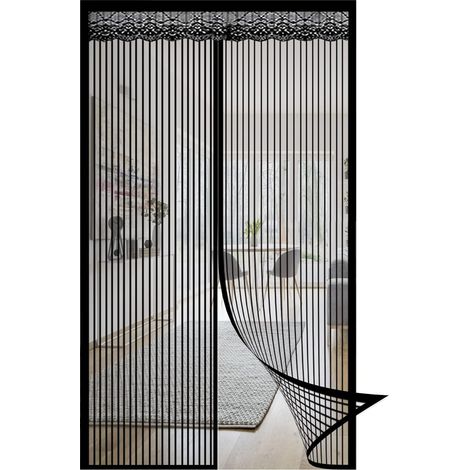 Volet magnétique anti-insectes 100x220cm, moustiquaire durable déchirure résistante, porte filet aimanté noir, pour cuisine/chambre/salle climatisée, protection contre les moustiques et nuisibles. (1/5)