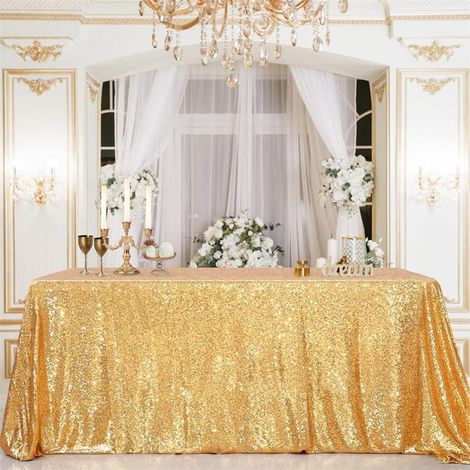 Pailletten Tischdecke Gold 125x200 cm für Partys und Weihnachten