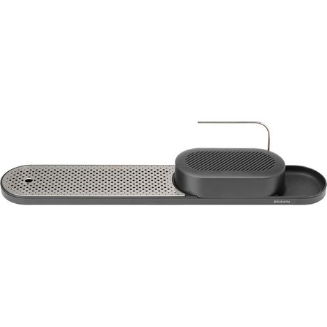 Brabantia SinkStyle Organizer Lavello Cucina e Vassoio di Asciugatura con Vassoio di Sgocciolamento e Piastra Rimovibile in Acciaio Inox, Soluzione Elegante per la Cucina, Mineral Infinite Grey (1/5)
