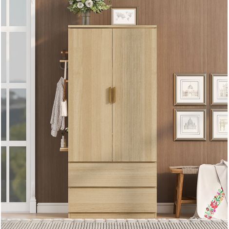 Armario ropero 70 x 50 x 170 cm de MDF y contrachapado, 2 cajones - CHICFURN (1/5)