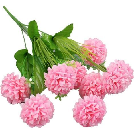 Strauß aus 9 künstlichen Seidenhortensienköpfen für Hochzeits- und Partydekoration mit Seidenblumen und Kunststoffstiel (rosa) (1/5)