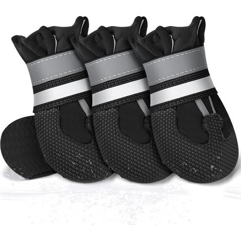 Pack de 4 zapatos impermeables para perros,Calzado protector con correas reflectantes,Talla S (Adecuado para perros de aproximadamente 13,6 kg) (1/5)