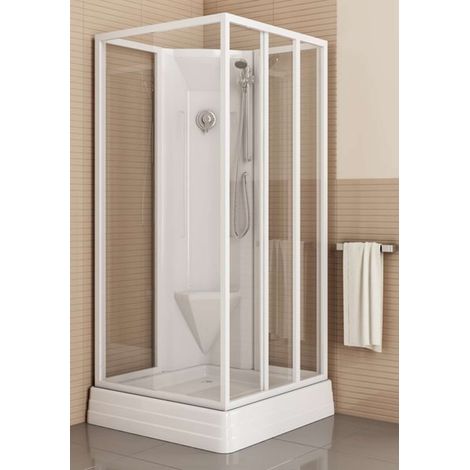 Ravak Supernova - Box doccia angolare con parete fissa ASBP3, 91x91 cm - bianco, vetro uva (4 parti) 83677112ZG