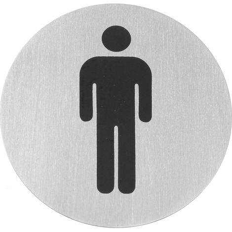 Placa informativa autoadhesiva para puertas de aseos, para hombres, diámetro 75 mm