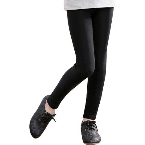 Legging enfant unie brillante haute élasticité, pantalon stretch longue jambe coupe ajustée pour fille 130 cm (1/5)