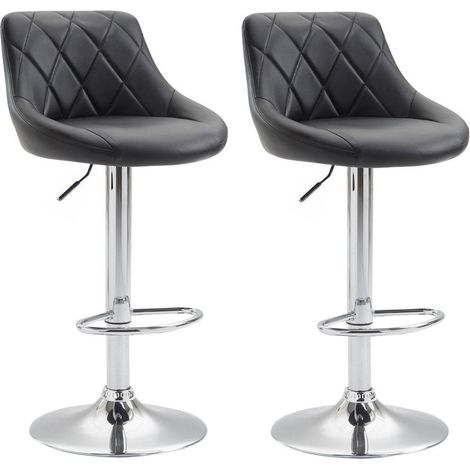 2x Sgabelli da bar girevoli in materiale sintetico nero con poggiapiedi TDB10085