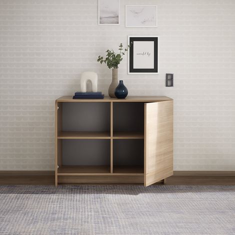 Credenza Introd, Madia 2 Ripiani, Apertura Battente Made in Italy, 2 Ante, 120x44x90h cm Marrone Rovere (1/5)
