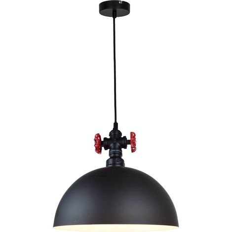 Suspension d'intérieur design Robin 130cm réglable métal noir et rouge LED (1/4)