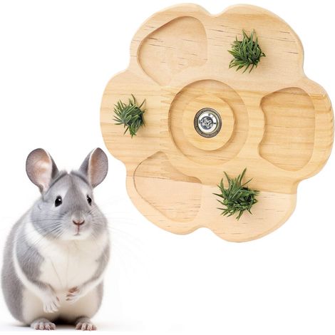 1 Jouet à mâcher rotatif en bois, motif floral, pour lapins, chinchillas et souris, accessoire de cage (1/5)