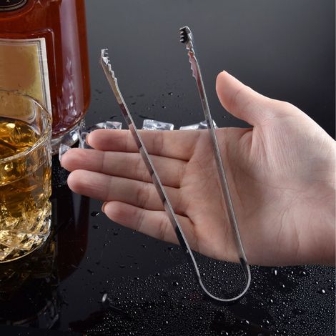 Pince à glaçons, petite pince en acier inoxydable à dents pointues pour seau à glace, glaçons, sucre, bar à café et service de nourriture (1/5)