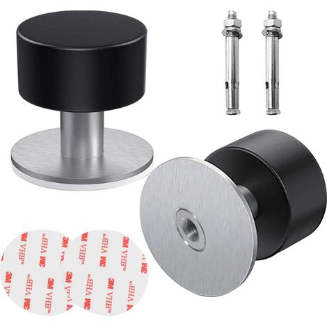 2 pièces de Porte en acier inoxydable 304 Porte Door Stoppers Avec caoutchouc antichoc pour Montage Mural ou au Sol avec Ruban Adhésif Double Face 3M et Vis (1/5)