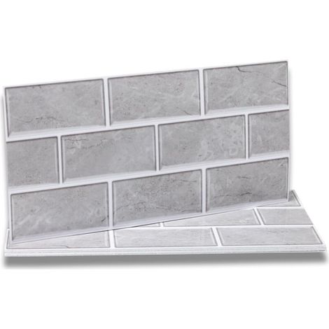 （Gris ）Stickers Adhesif Carrelage 12 pièces pour Salle de Bains et Cuisine, Crédence Cuisine, Imperméables Carrelage Carreaux Adhésif Mural 30 x 15 cm (1/4)