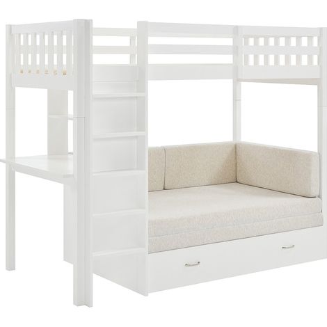 Letto a soppalco 90 x 190 cm con divano letto Abete e MDF Bianco - ORPELIA