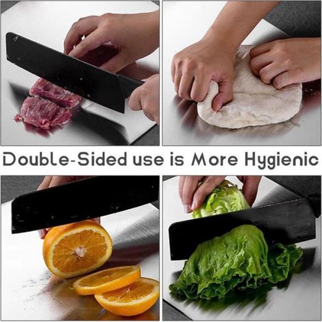 Planche à découper en titane, 30 x 20 cm, planche à découper en acier inoxydable, idéale pour la viande, les fruits et les légumes (1/5)