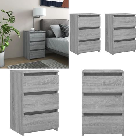 Nachttische 2 Stk. Grau Sonoma 40x35x62,5 cm Holzwerkstoff - Nachttisch - Grau - Wohnzimmer - Schlafzimmerschreibtisch - Holzwerkstoff - Home & Living (1/5)