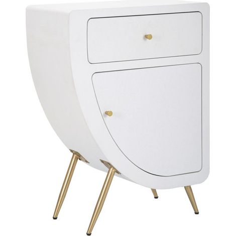 Table de Chevet Design "Venus" 79cm Blanc & Or (1/5)