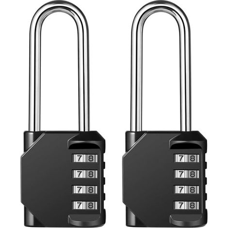 2 cadenas noirs pour armoires avec code à 4 chiffres, cadenas à combinaison longue pour (1/5)
