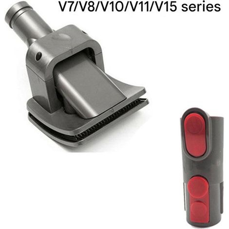 Tierhaarbürste kompatibel mit Dyson V6 DC – Staubsaugerkopf mit rotem Adapter für flexiblen Schlauch, 1 Stück, Grau