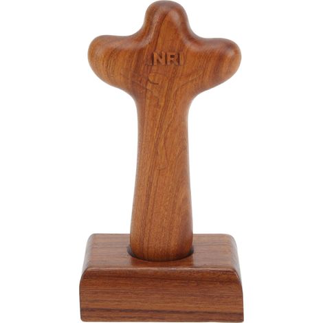 Rustikales rosa australisches Holzkreuz als Tischdekoration, polierte Oberfläche, solide und langlebige Verarbeitung, großes Ornament (1/5)