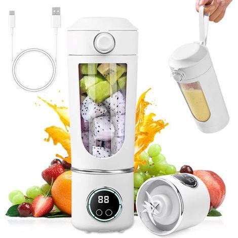 Mini blender - 700 ml - Blanc - Blender nomade - Extracteur de jus portable (1/5)